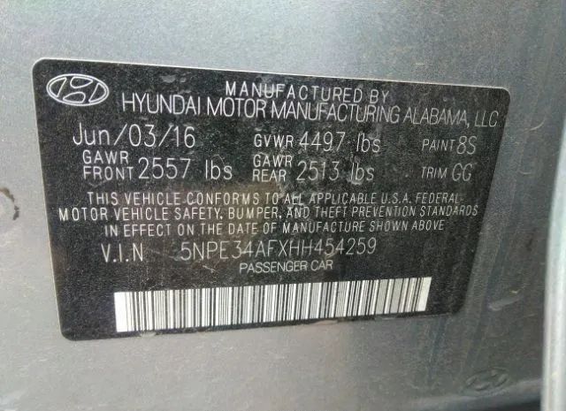 Photo 8 VIN: 5NPE34AFXHH454259 - HYUNDAI SONATA 