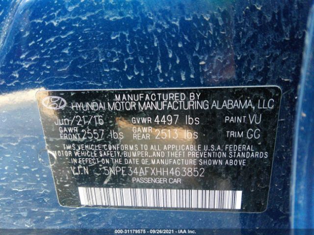 Photo 8 VIN: 5NPE34AFXHH463852 - HYUNDAI SONATA 