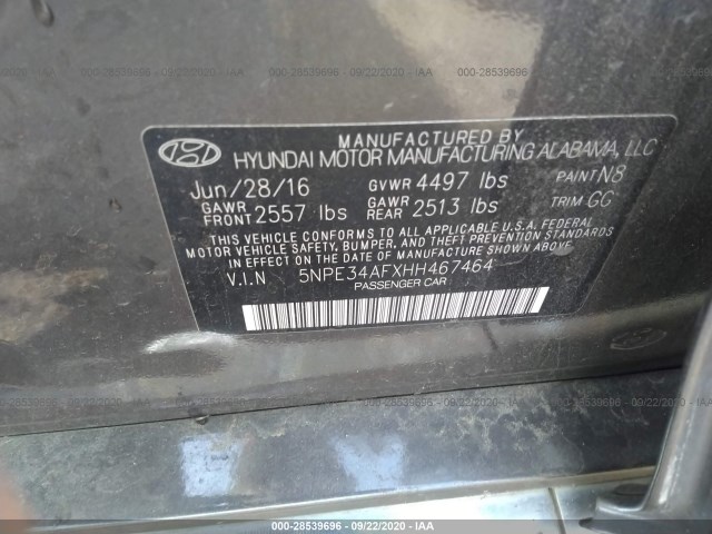 Photo 8 VIN: 5NPE34AFXHH467464 - HYUNDAI SONATA 