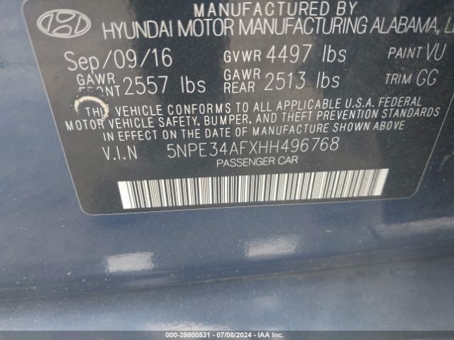 Photo 8 VIN: 5NPE34AFXHH496768 - HYUNDAI SONATA 