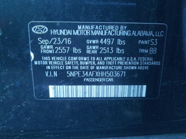 Photo 9 VIN: 5NPE34AFXHH503671 - HYUNDAI SONATA SPO 