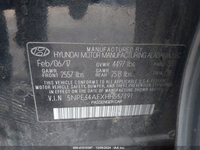 Photo 8 VIN: 5NPE34AFXHH557391 - HYUNDAI SONATA 