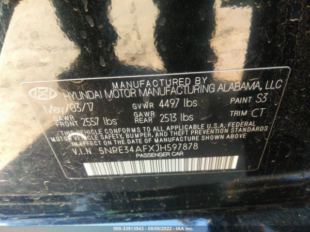 Photo 8 VIN: 5NPE34AFXJH597878 - HYUNDAI SONATA 