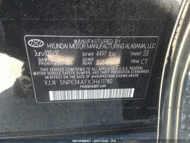 Photo 8 VIN: 5NPE34AFXJH611780 - HYUNDAI SONATA 