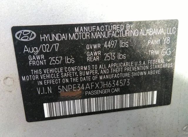 Photo 8 VIN: 5NPE34AFXJH634573 - HYUNDAI SONATA 