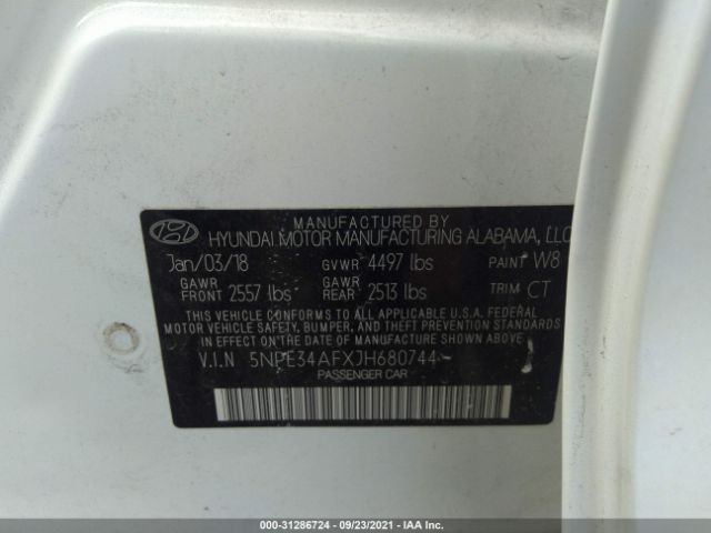 Photo 8 VIN: 5NPE34AFXJH680744 - HYUNDAI SONATA 