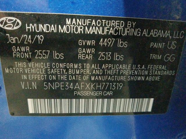 Photo 9 VIN: 5NPE34AFXKH771319 - HYUNDAI SONATA LIM 