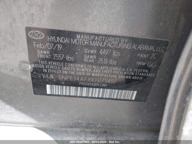 Photo 8 VIN: 5NPE34AFXKH775497 - HYUNDAI SONATA 