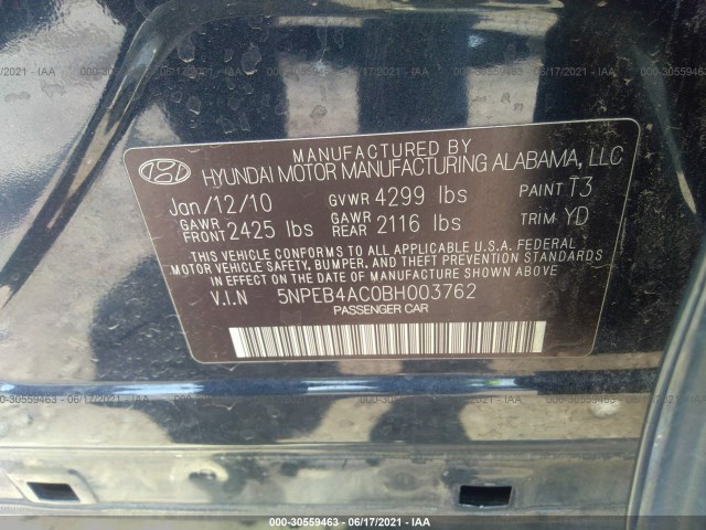 Photo 8 VIN: 5NPEB4AC0BH003762 - HYUNDAI SONATA 