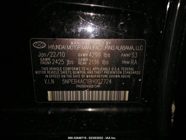 Photo 8 VIN: 5NPEB4AC0BH007724 - HYUNDAI SONATA 