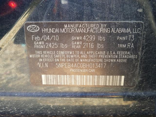 Photo 9 VIN: 5NPEB4AC0BH013417 - HYUNDAI SONATA GLS 