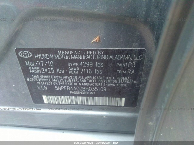 Photo 8 VIN: 5NPEB4AC0BH035109 - HYUNDAI SONATA 