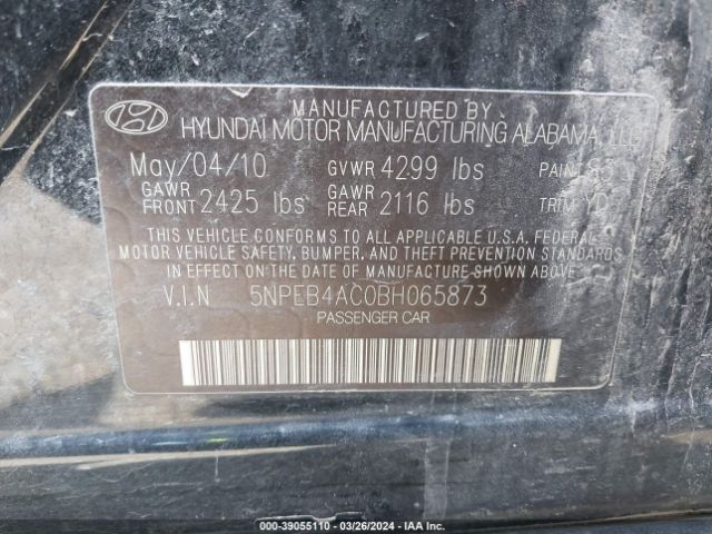 Photo 8 VIN: 5NPEB4AC0BH065873 - HYUNDAI SONATA 