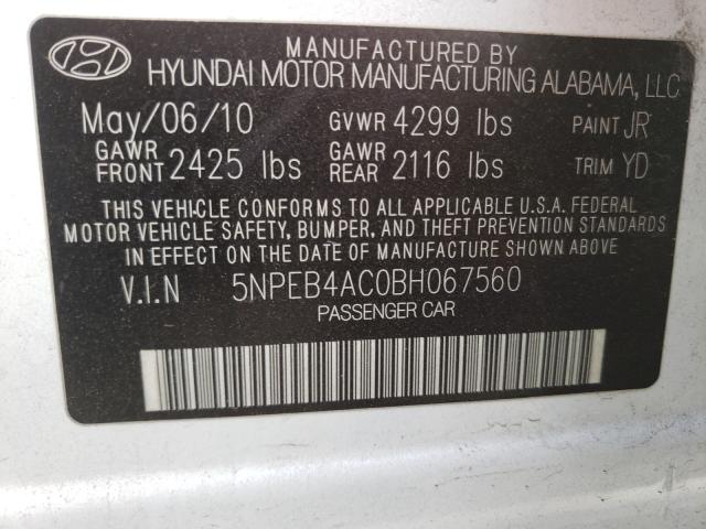 Photo 9 VIN: 5NPEB4AC0BH067560 - HYUNDAI SONATA GLS 