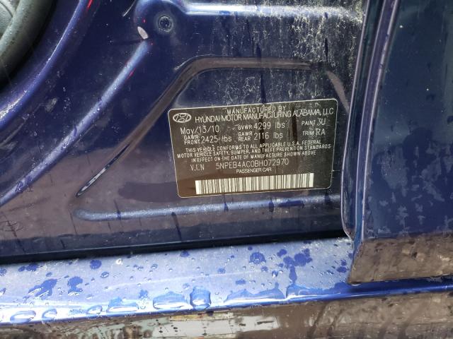 Photo 9 VIN: 5NPEB4AC0BH072970 - HYUNDAI SONATA GLS 