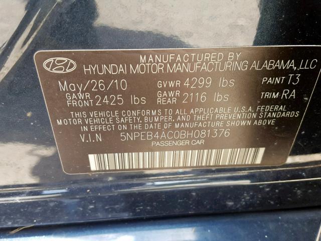 Photo 9 VIN: 5NPEB4AC0BH081376 - HYUNDAI SONATA 