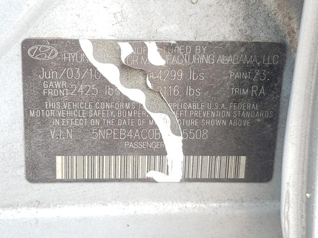 Photo 9 VIN: 5NPEB4AC0BH085508 - HYUNDAI SONATA GLS 