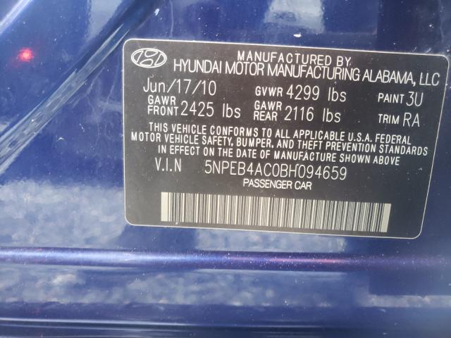 Photo 9 VIN: 5NPEB4AC0BH094659 - HYUNDAI SONATA GLS 