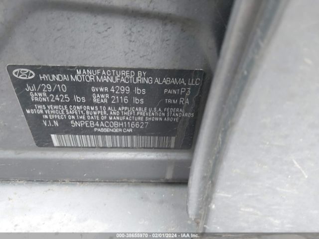 Photo 8 VIN: 5NPEB4AC0BH116627 - HYUNDAI SONATA 