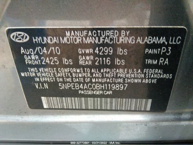 Photo 8 VIN: 5NPEB4AC0BH119897 - HYUNDAI SONATA 