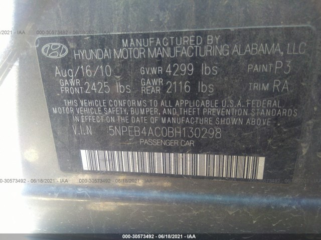 Photo 8 VIN: 5NPEB4AC0BH130298 - HYUNDAI SONATA 