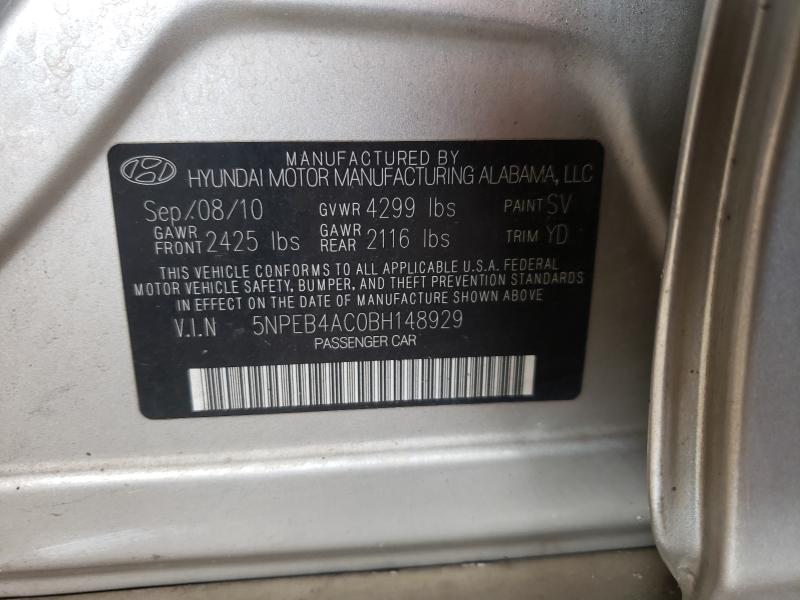 Photo 9 VIN: 5NPEB4AC0BH148929 - HYUNDAI SONATA GLS 