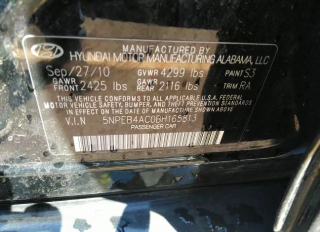 Photo 8 VIN: 5NPEB4AC0BH165813 - HYUNDAI SONATA 