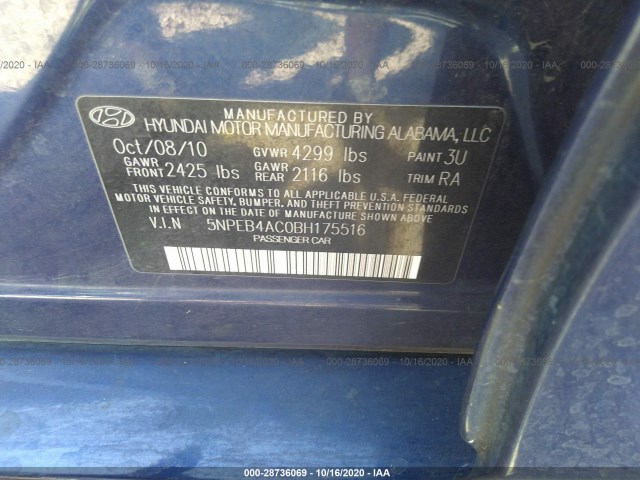 Photo 8 VIN: 5NPEB4AC0BH175516 - HYUNDAI SONATA 