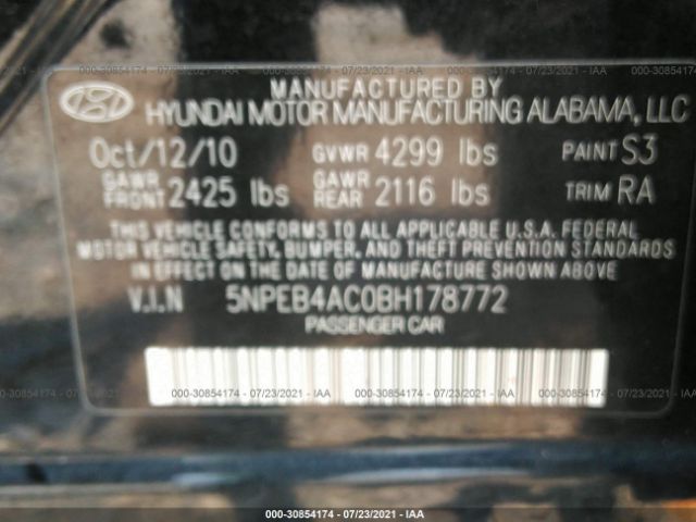 Photo 8 VIN: 5NPEB4AC0BH178772 - HYUNDAI SONATA 