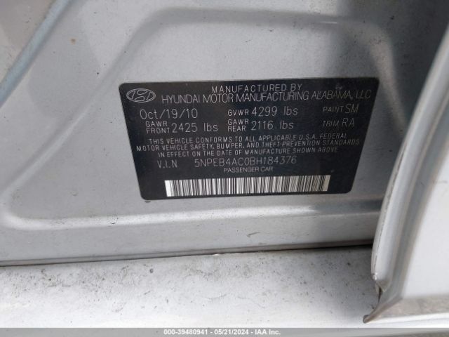 Photo 8 VIN: 5NPEB4AC0BH184376 - HYUNDAI SONATA 