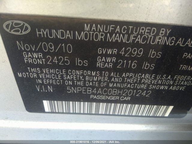 Photo 8 VIN: 5NPEB4AC0BH201242 - HYUNDAI SONATA 