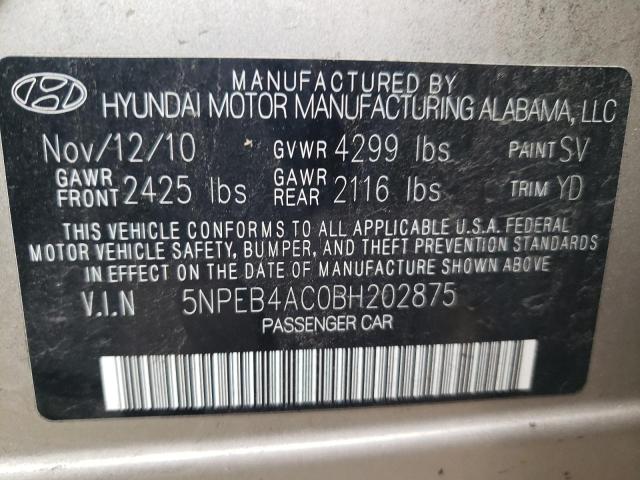 Photo 9 VIN: 5NPEB4AC0BH202875 - HYUNDAI SONATA GLS 