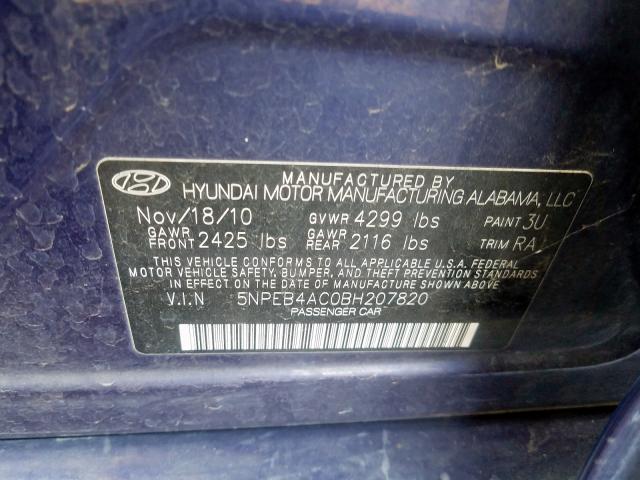 Photo 9 VIN: 5NPEB4AC0BH207820 - HYUNDAI SONATA GLS 