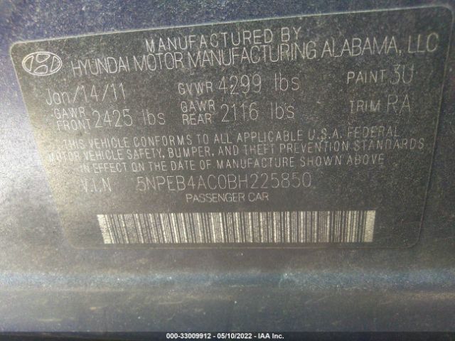 Photo 8 VIN: 5NPEB4AC0BH225850 - HYUNDAI SONATA 