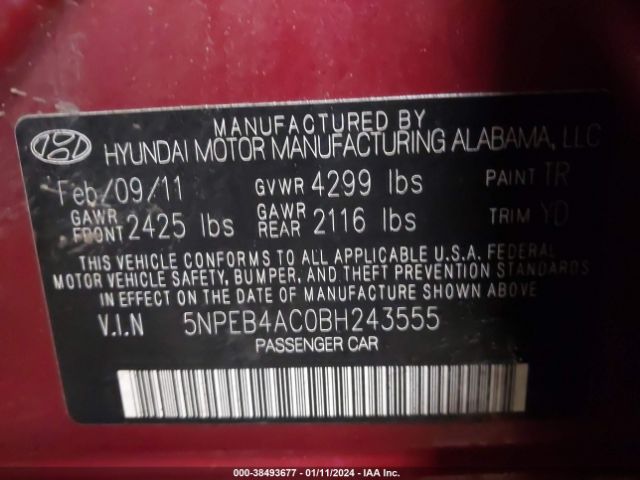 Photo 8 VIN: 5NPEB4AC0BH243555 - HYUNDAI SONATA 