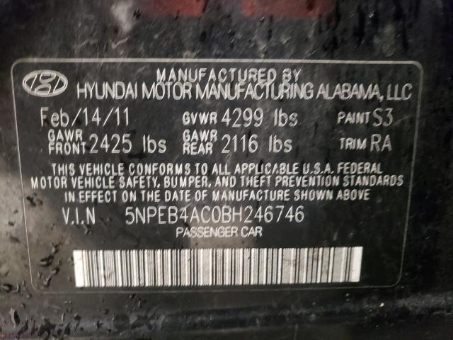 Photo 9 VIN: 5NPEB4AC0BH246746 - HYUNDAI SONATA GLS 