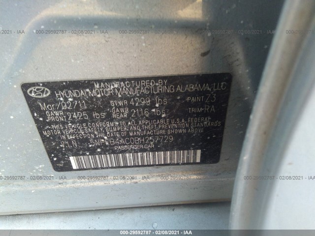 Photo 8 VIN: 5NPEB4AC0BH257729 - HYUNDAI SONATA 