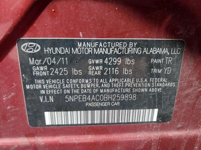 Photo 12 VIN: 5NPEB4AC0BH259898 - HYUNDAI SONATA 