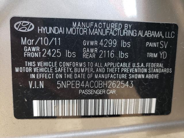 Photo 9 VIN: 5NPEB4AC0BH262543 - HYUNDAI SONATA GLS 