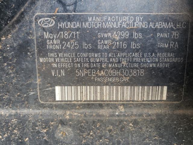 Photo 9 VIN: 5NPEB4AC0BH303818 - HYUNDAI SONATA GLS 