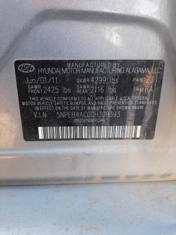 Photo 11 VIN: 5NPEB4AC0CH309393 - HYUNDAI SONATA GLS 