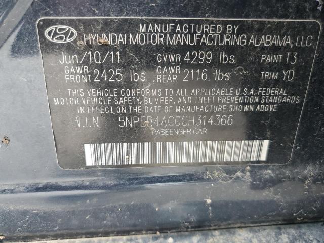 Photo 9 VIN: 5NPEB4AC0CH314366 - HYUNDAI SONATA GLS 