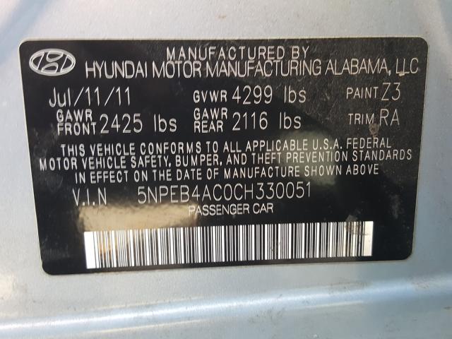 Photo 9 VIN: 5NPEB4AC0CH330051 - HYUNDAI SONATA GLS 