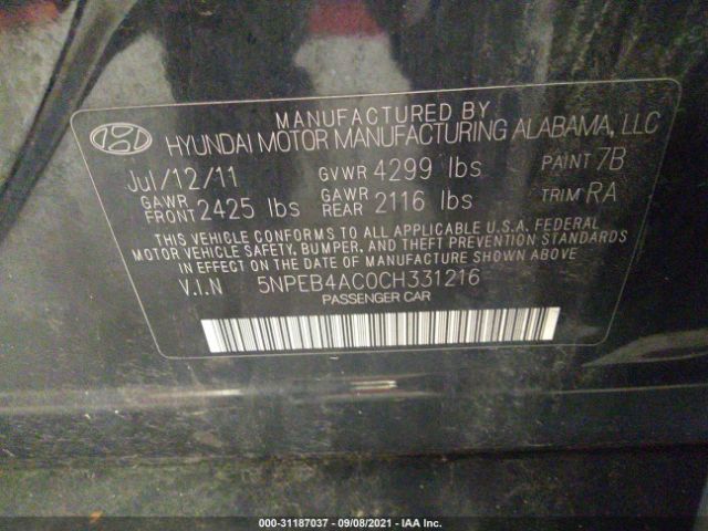 Photo 8 VIN: 5NPEB4AC0CH331216 - HYUNDAI SONATA 