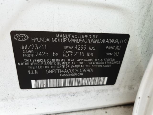 Photo 9 VIN: 5NPEB4AC0CH339901 - HYUNDAI SONATA GLS 