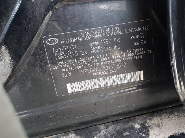 Photo 9 VIN: 5NPEB4AC0CH353622 - HYUNDAI SONATA 