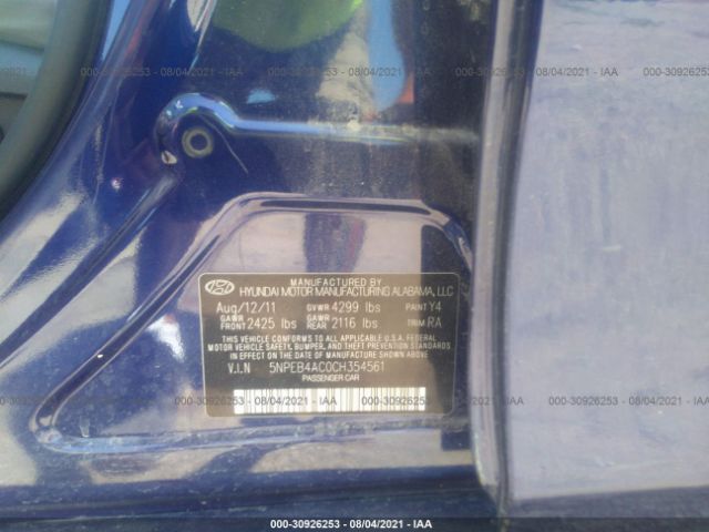 Photo 8 VIN: 5NPEB4AC0CH354561 - HYUNDAI SONATA 