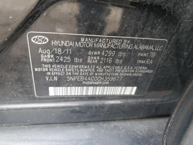 Photo 11 VIN: 5NPEB4AC0CH359677 - HYUNDAI SONATA GLS 