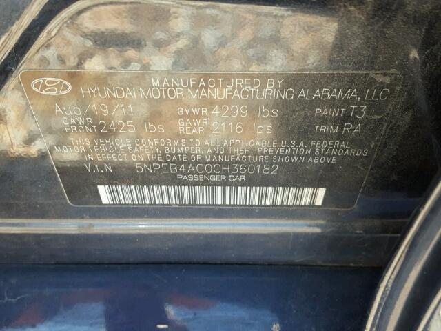 Photo 9 VIN: 5NPEB4AC0CH360182 - HYUNDAI SONATA GLS 