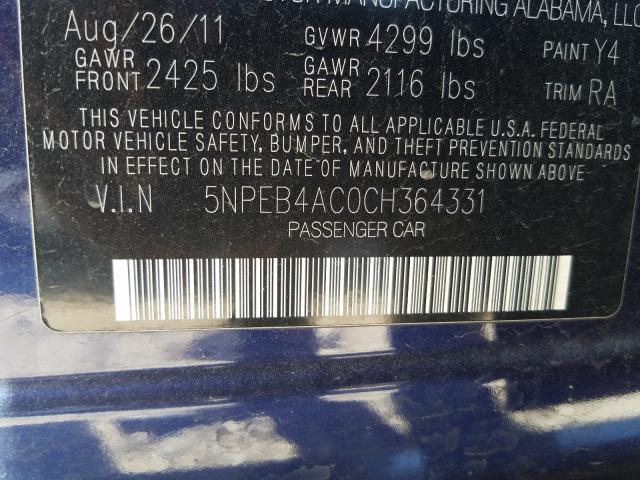 Photo 9 VIN: 5NPEB4AC0CH364331 - HYUNDAI SONATA GLS 